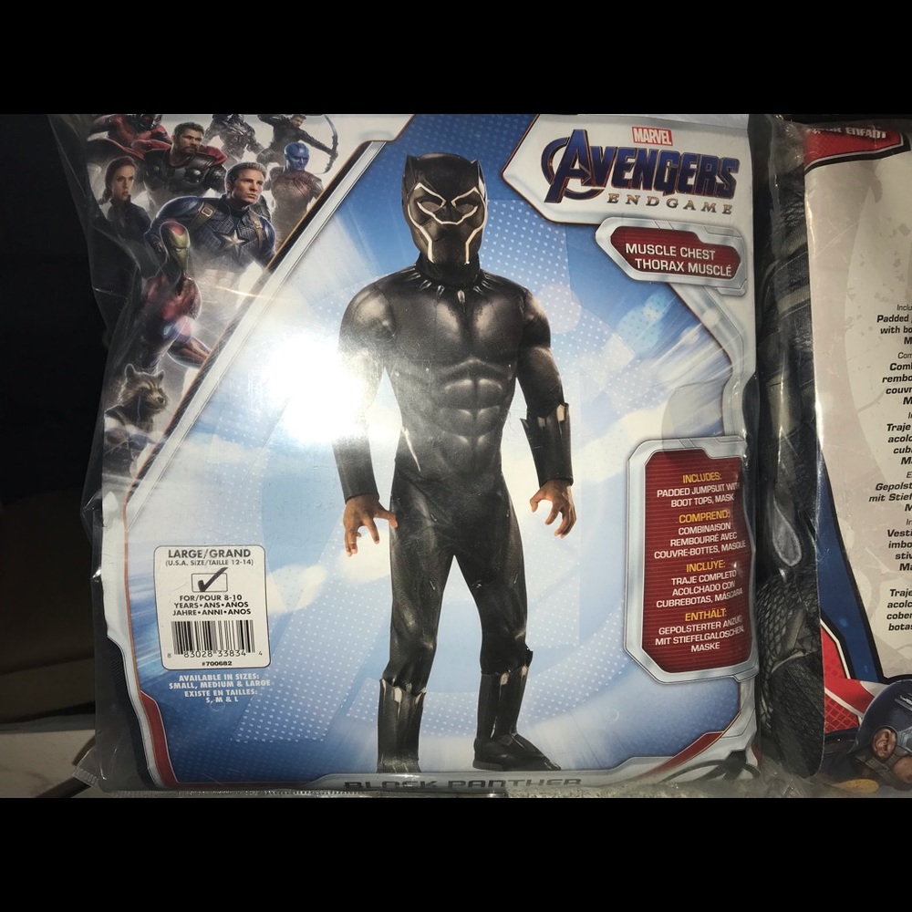Black Panther Muscle Suit Costume boys Large 10 ( Avengers EndGame)
